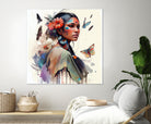 Watercolor Floral Indian Native Woman #3 by Isabel Cerdá Muñoz on GIANT ART - brown digital painting