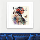 Watercolor Floral Indian Native Woman #3 by Isabel Cerdá Muñoz on GIANT ART - brown digital painting