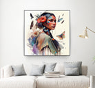 Watercolor Floral Indian Native Woman #3 by Isabel Cerdá Muñoz on GIANT ART - brown digital painting