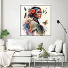 Watercolor Floral Indian Native Woman #3 by Isabel Cerdá Muñoz on GIANT ART - brown digital painting