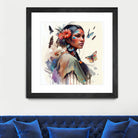 Watercolor Floral Indian Native Woman #3 by Isabel Cerdá Muñoz on GIANT ART - brown digital painting