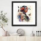 Watercolor Floral Indian Native Woman #3 by Isabel Cerdá Muñoz on GIANT ART - brown digital painting