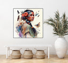 Watercolor Floral Indian Native Woman #3 by Isabel Cerdá Muñoz on GIANT ART - brown digital painting