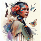 Watercolor Floral Indian Native Woman #3 by Isabel Cerdá Muñoz on GIANT ART - brown digital painting