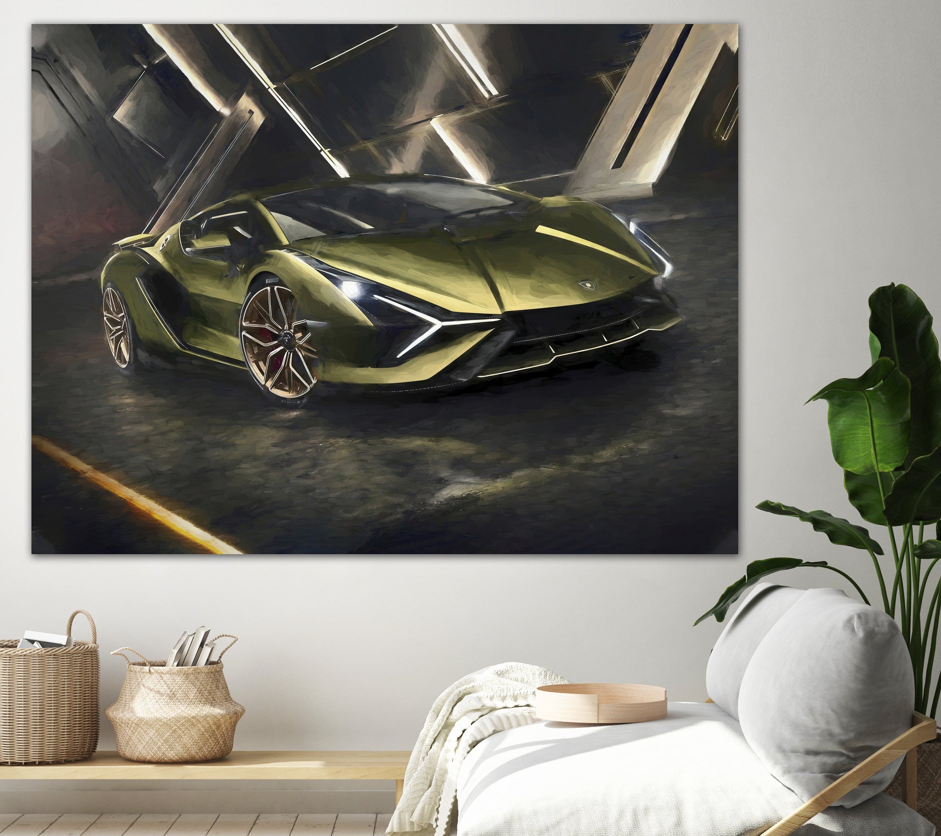 Lamborghini v2 in watercolor-sports car by miguel angel romero franco on GIANT ART - white digital drawing