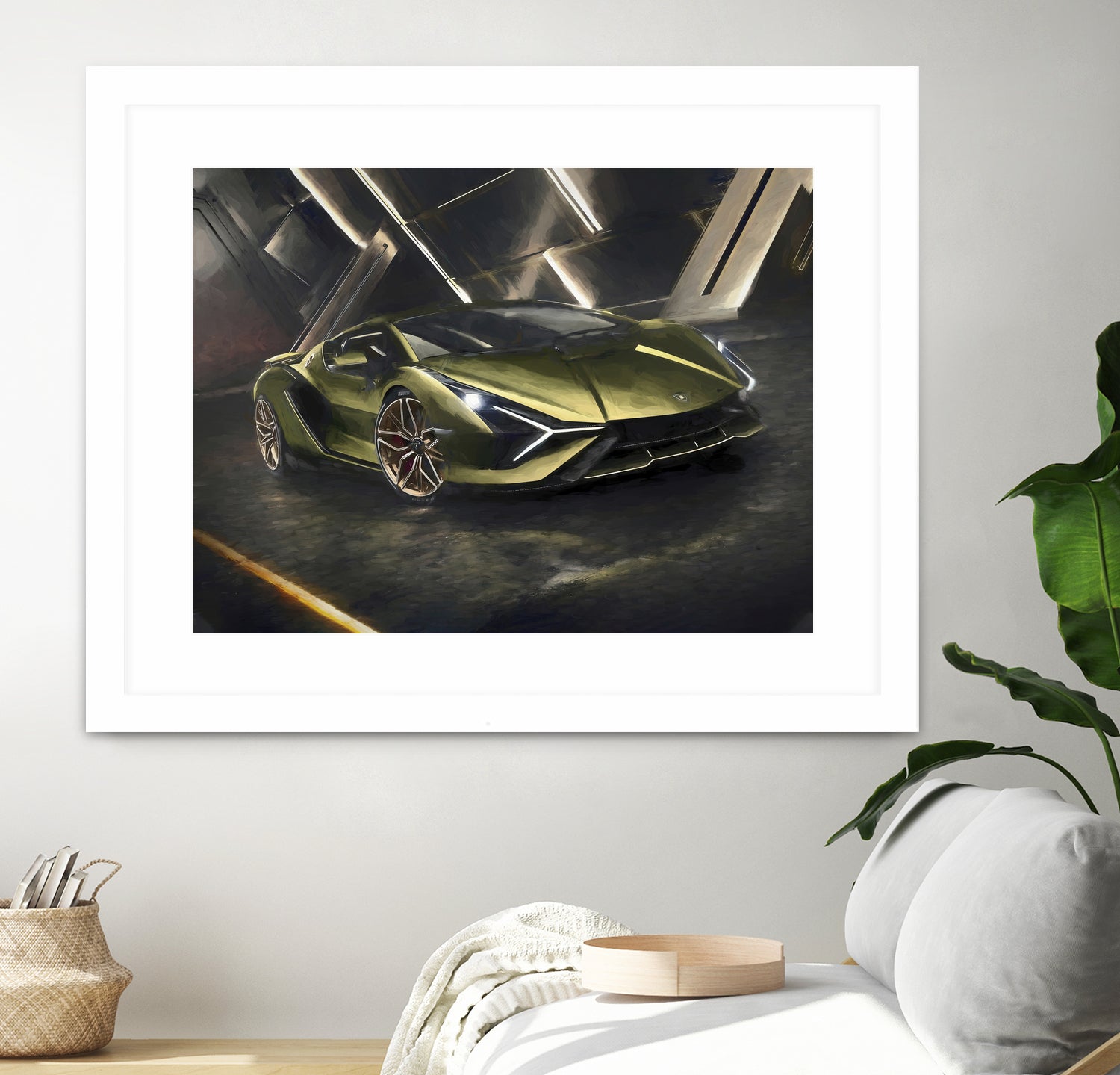 Lamborghini v2 in watercolor-sports car by miguel angel romero franco on GIANT ART - white digital drawing