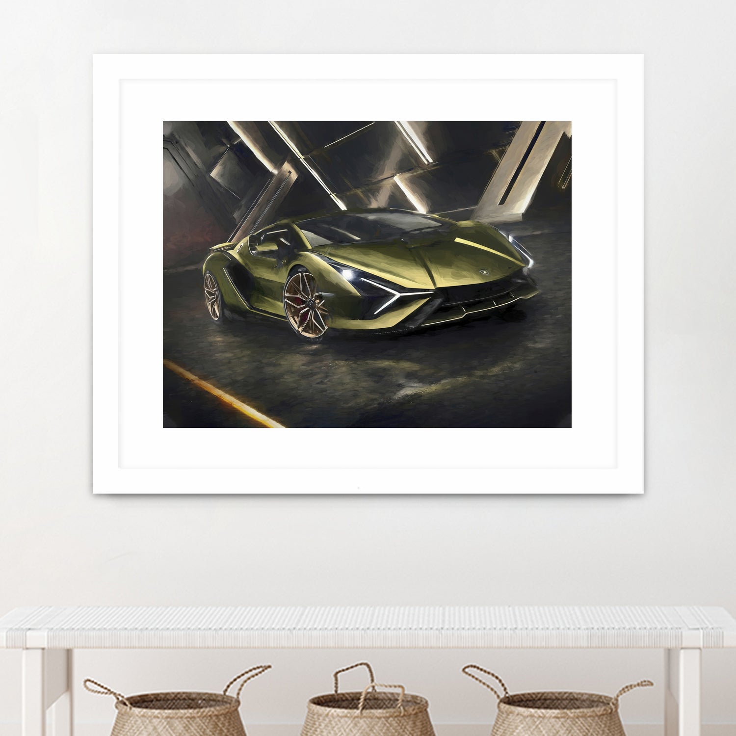 Lamborghini v2 in watercolor-sports car by miguel angel romero franco on GIANT ART - white digital drawing