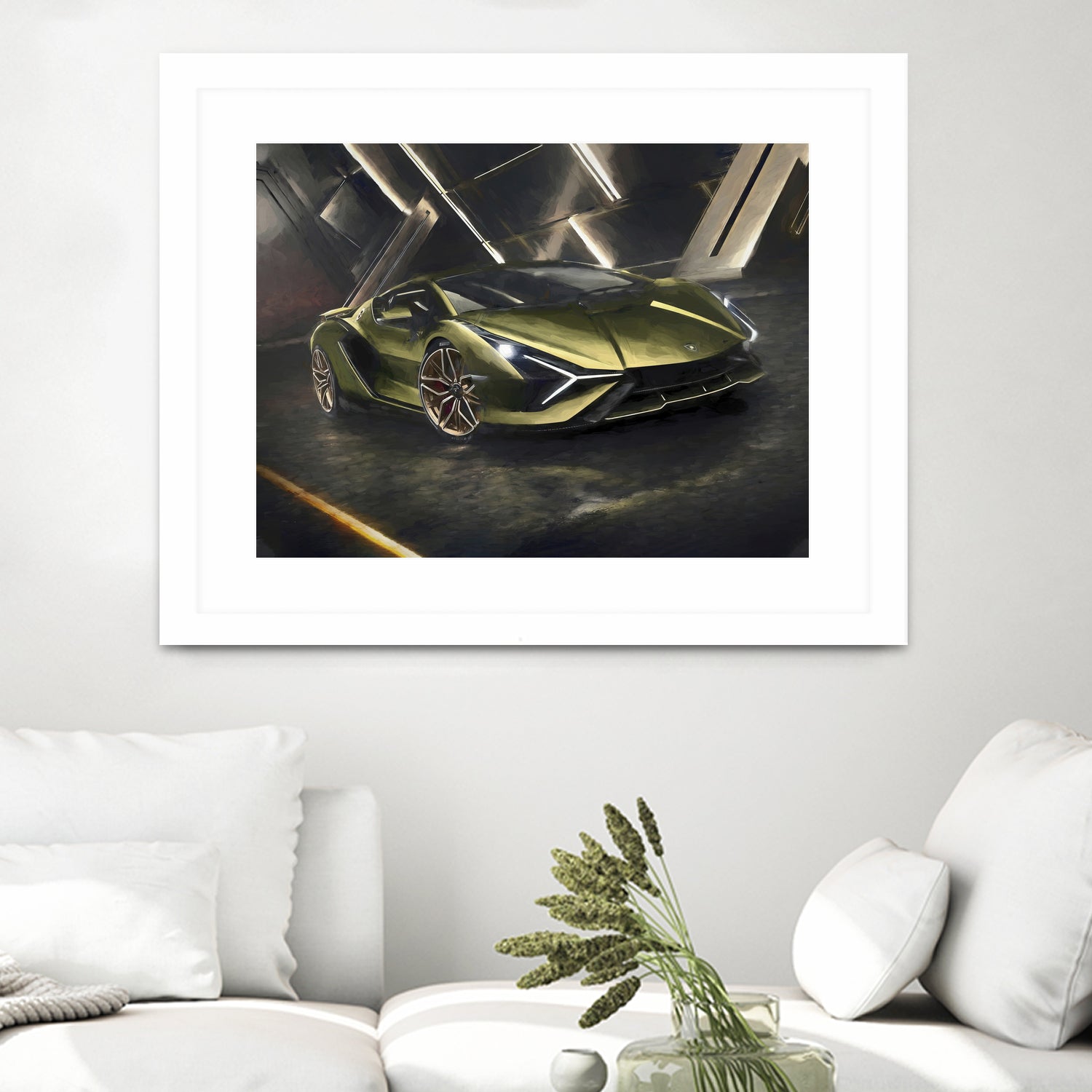 Lamborghini v2 in watercolor-sports car by miguel angel romero franco on GIANT ART - white digital drawing