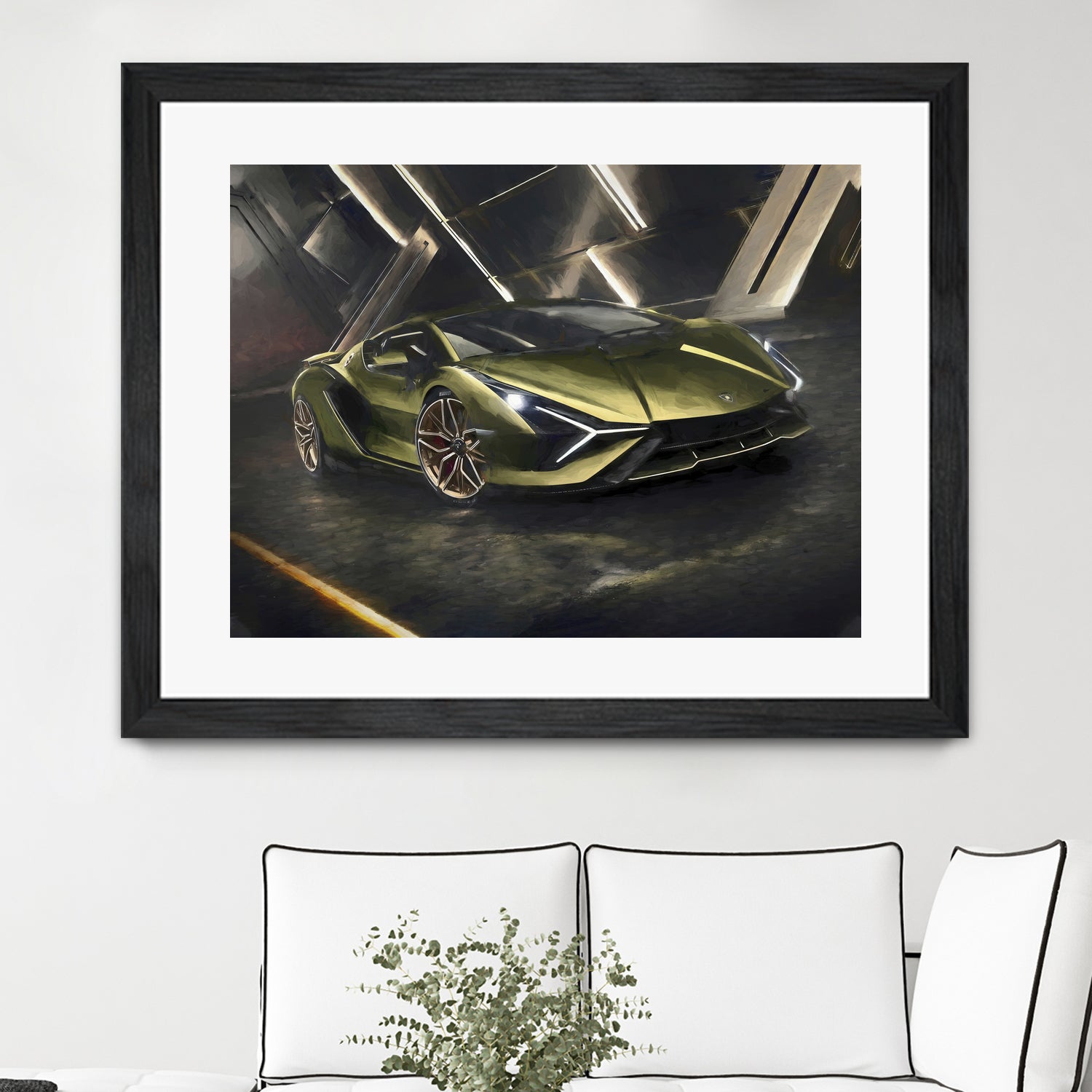 Lamborghini v2 in watercolor-sports car by miguel angel romero franco on GIANT ART - white digital drawing