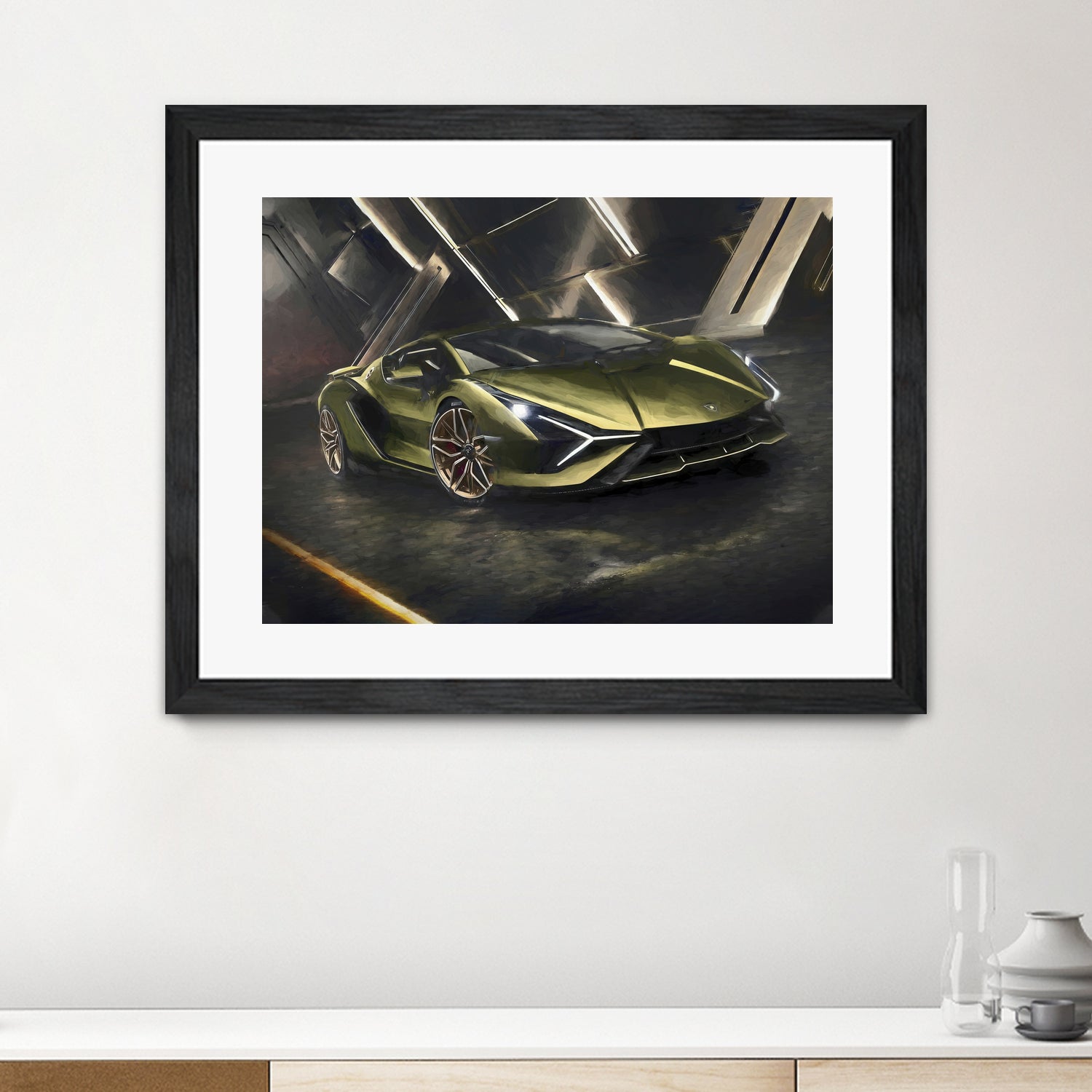 Lamborghini v2 in watercolor-sports car by miguel angel romero franco on GIANT ART - white digital drawing