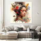 Watercolor Floral Indonesian Native Woman #3 by Isabel Cerdá Muñoz on GIANT ART - brown digital painting