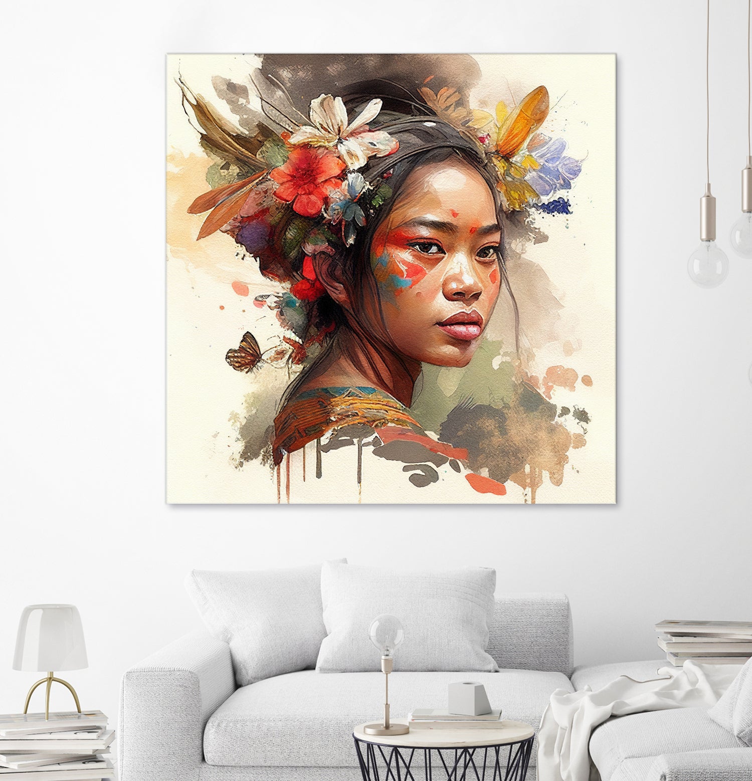 Watercolor Floral Indonesian Native Woman #3 by Isabel Cerdá Muñoz on GIANT ART - brown digital painting