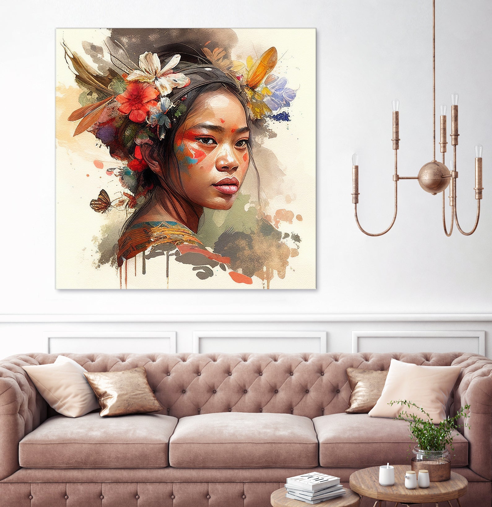 Watercolor Floral Indonesian Native Woman #3 by Isabel Cerdá Muñoz on GIANT ART - brown digital painting