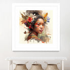 Watercolor Floral Indonesian Native Woman #3 by Isabel Cerdá Muñoz on GIANT ART - brown digital painting