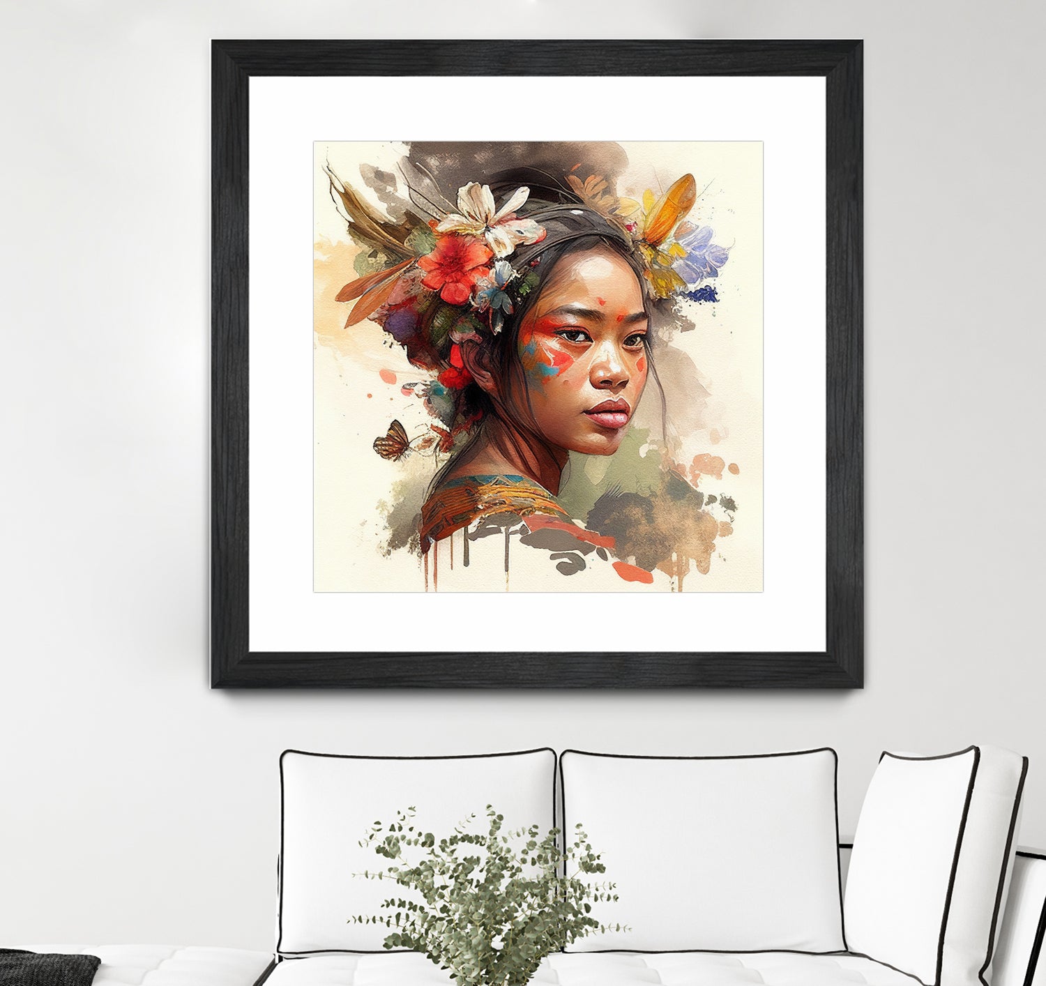 Watercolor Floral Indonesian Native Woman #3 by Isabel Cerdá Muñoz on GIANT ART - brown digital painting