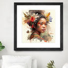 Watercolor Floral Indonesian Native Woman #3 by Isabel Cerdá Muñoz on GIANT ART - brown digital painting