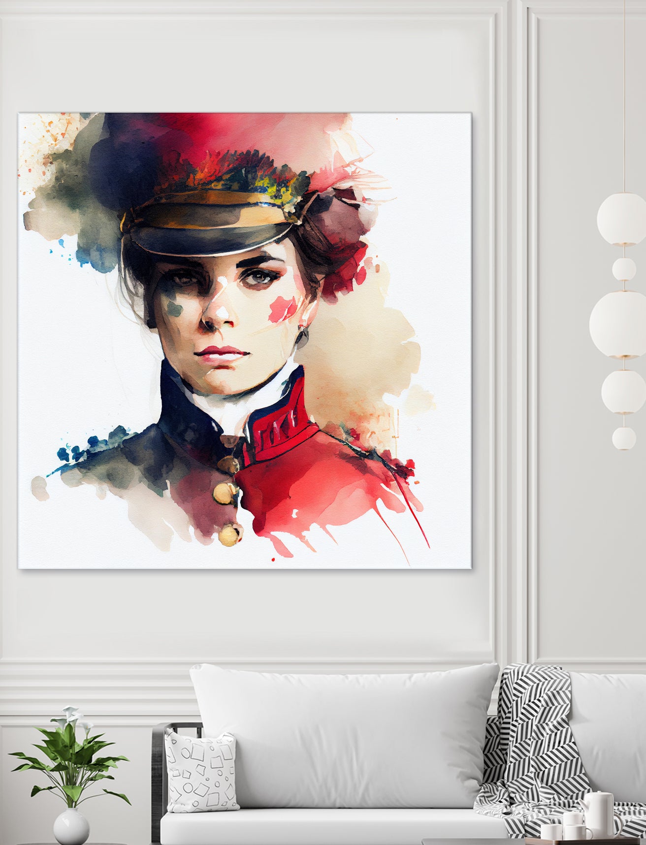 Watercolor Napoleonic Soldier Woman #3 by Isabel Cerdá Muñoz on GIANT ART - red digital painting