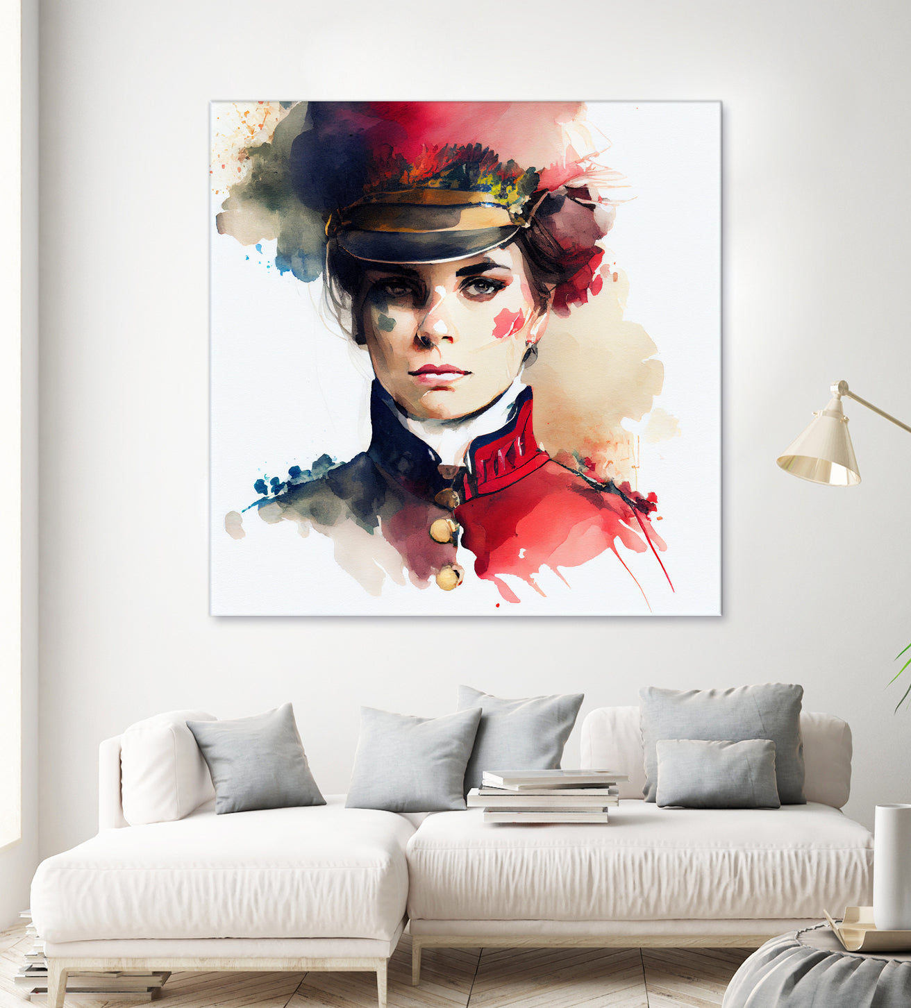 Watercolor Napoleonic Soldier Woman #3 by Isabel Cerdá Muñoz on GIANT ART - red digital painting