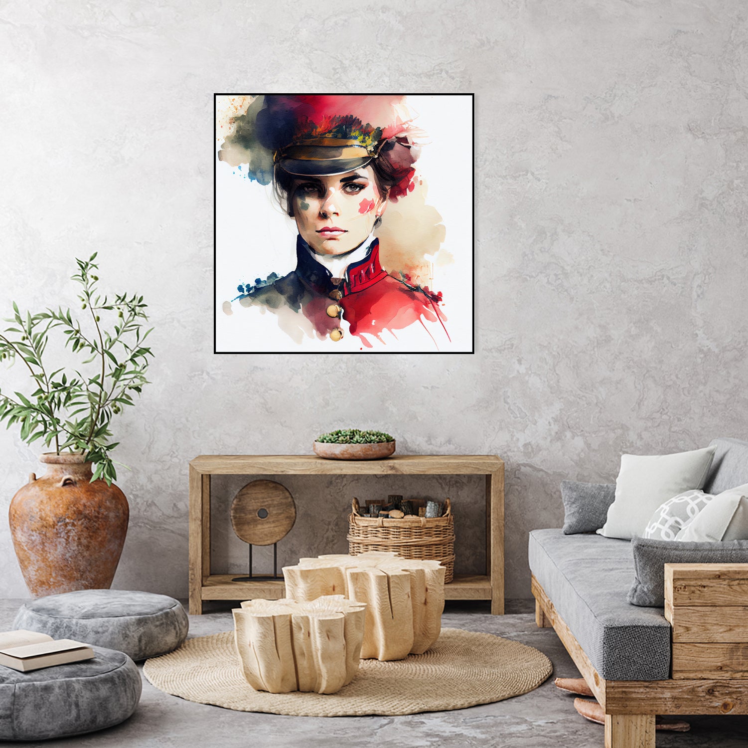 Watercolor Napoleonic Soldier Woman #3 by Isabel Cerdá Muñoz on GIANT ART - red digital painting