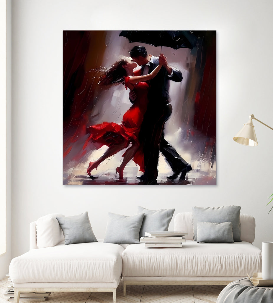 Tango in the rain. by Ievgeniia Bidiuk on GIANT ART - red digital painting