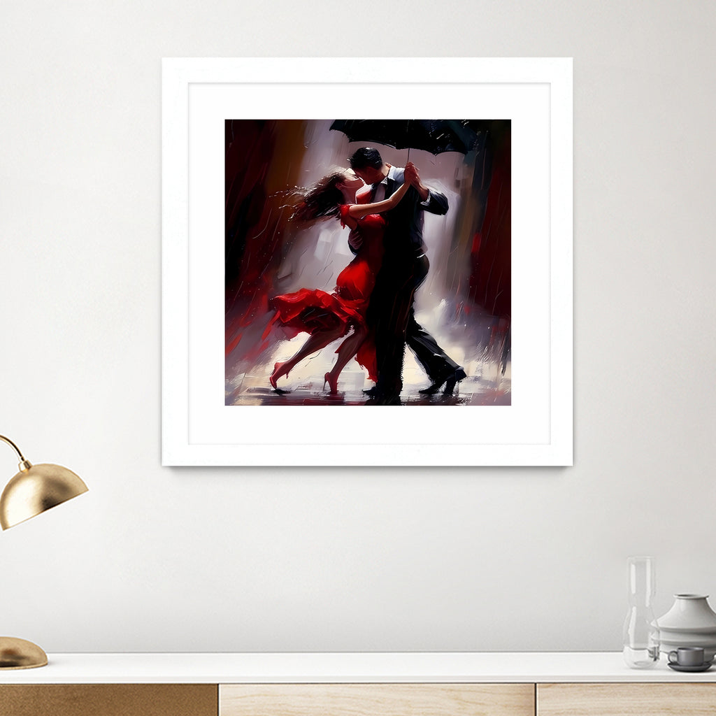 Tango in the rain. by Ievgeniia Bidiuk on GIANT ART - red digital painting