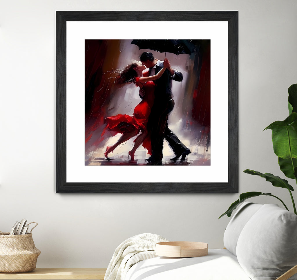 Tango in the rain. by Ievgeniia Bidiuk on GIANT ART - red digital painting