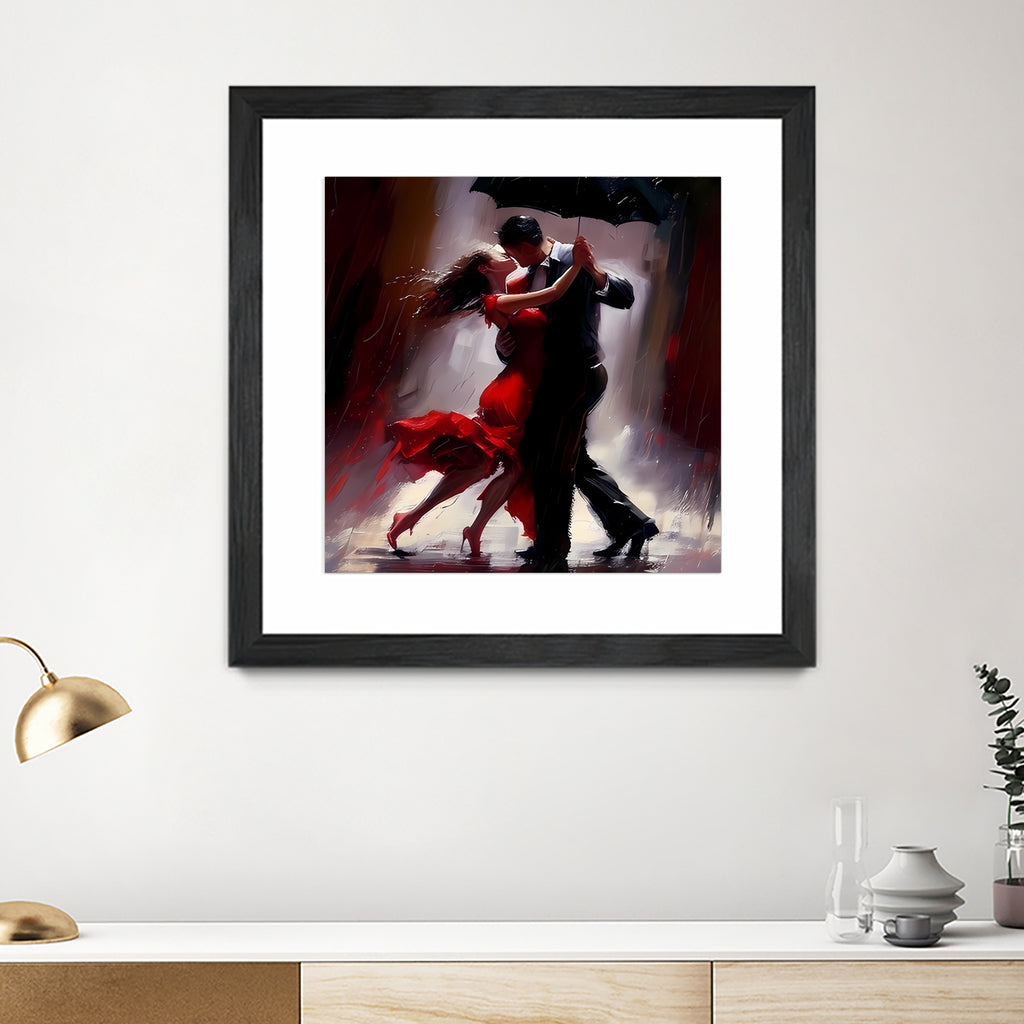 Tango in the rain. by Ievgeniia Bidiuk on GIANT ART - red digital painting