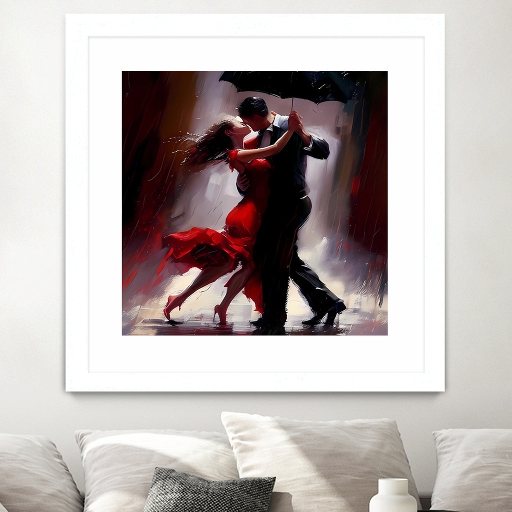 Tango in the rain. by Ievgeniia Bidiuk on GIANT ART - red digital painting