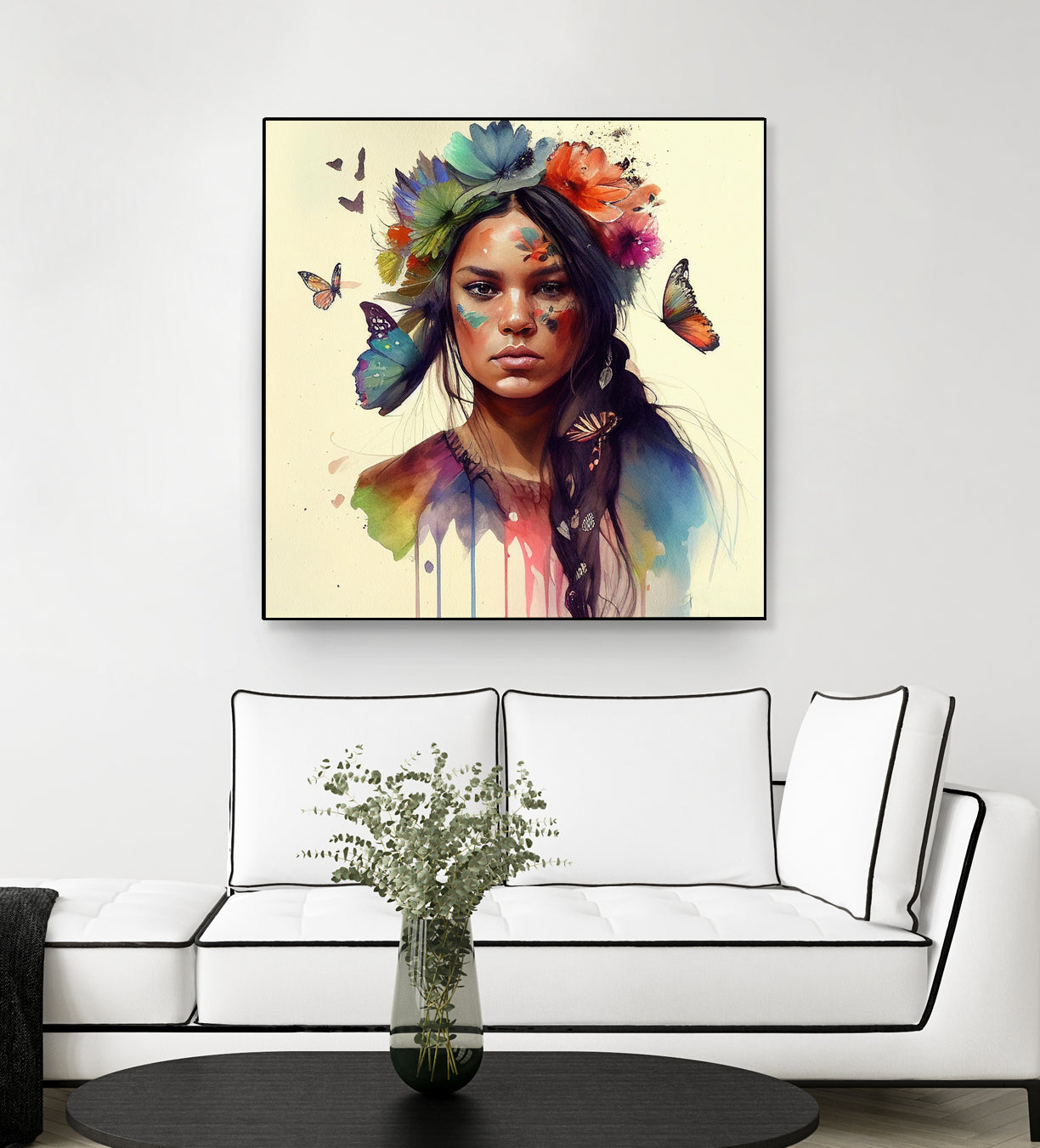 Watercolor Floral Indian Native Woman #11 by Isabel Cerdá Muñoz on GIANT ART - brown digital painting