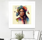 Watercolor Floral Indian Native Woman #11 by Isabel Cerdá Muñoz on GIANT ART - brown digital painting