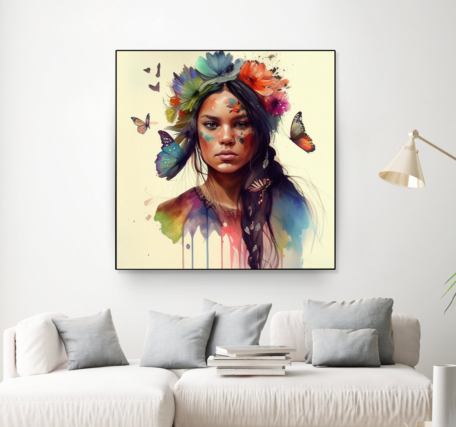 Watercolor Floral Indian Native Woman #11 by Isabel Cerdá Muñoz on GIANT ART - brown digital painting