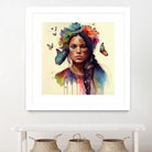 Watercolor Floral Indian Native Woman #11 by Isabel Cerdá Muñoz on GIANT ART - brown digital painting