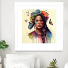 Watercolor Floral Indian Native Woman #11 by Isabel Cerdá Muñoz on GIANT ART - brown digital painting