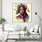 Watercolor Floral Indian Native Woman #11 by Isabel Cerdá Muñoz on GIANT ART - brown digital painting