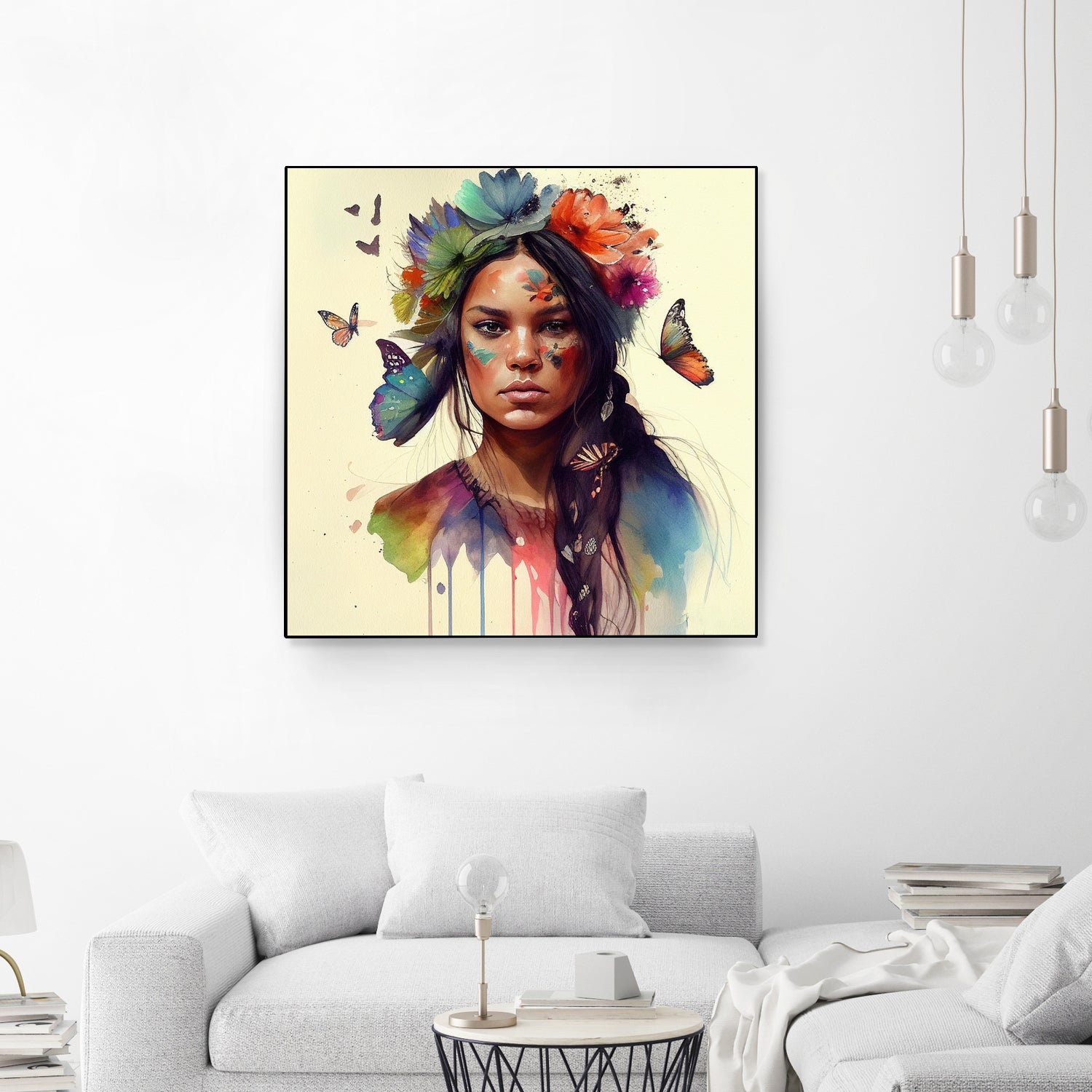 Watercolor Floral Indian Native Woman #11 by Isabel Cerdá Muñoz on GIANT ART - brown digital painting