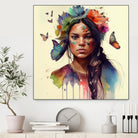 Watercolor Floral Indian Native Woman #11 by Isabel Cerdá Muñoz on GIANT ART - brown digital painting