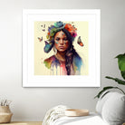 Watercolor Floral Indian Native Woman #11 by Isabel Cerdá Muñoz on GIANT ART - brown digital painting