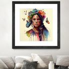 Watercolor Floral Indian Native Woman #11 by Isabel Cerdá Muñoz on GIANT ART - brown digital painting