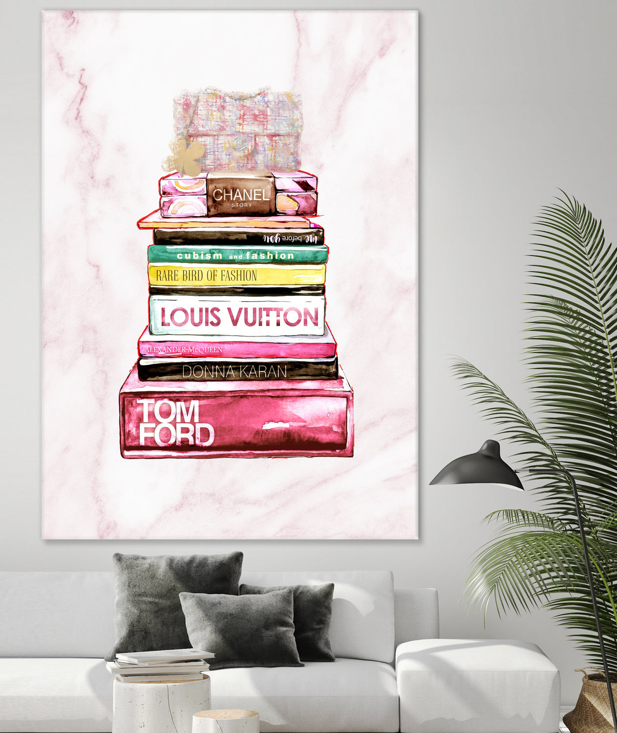 stack of fashion books and a gucci bag by miguel angel romero franco on GIANT ART - pink digital drawing