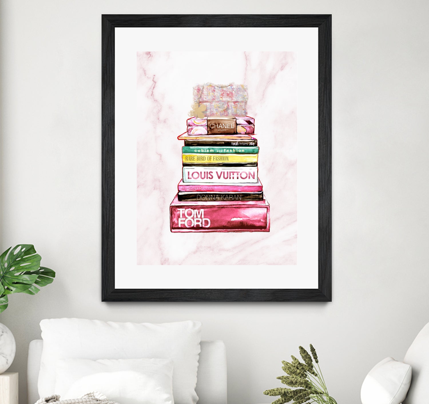 stack of fashion books and a gucci bag by miguel angel romero franco on GIANT ART - pink digital drawing