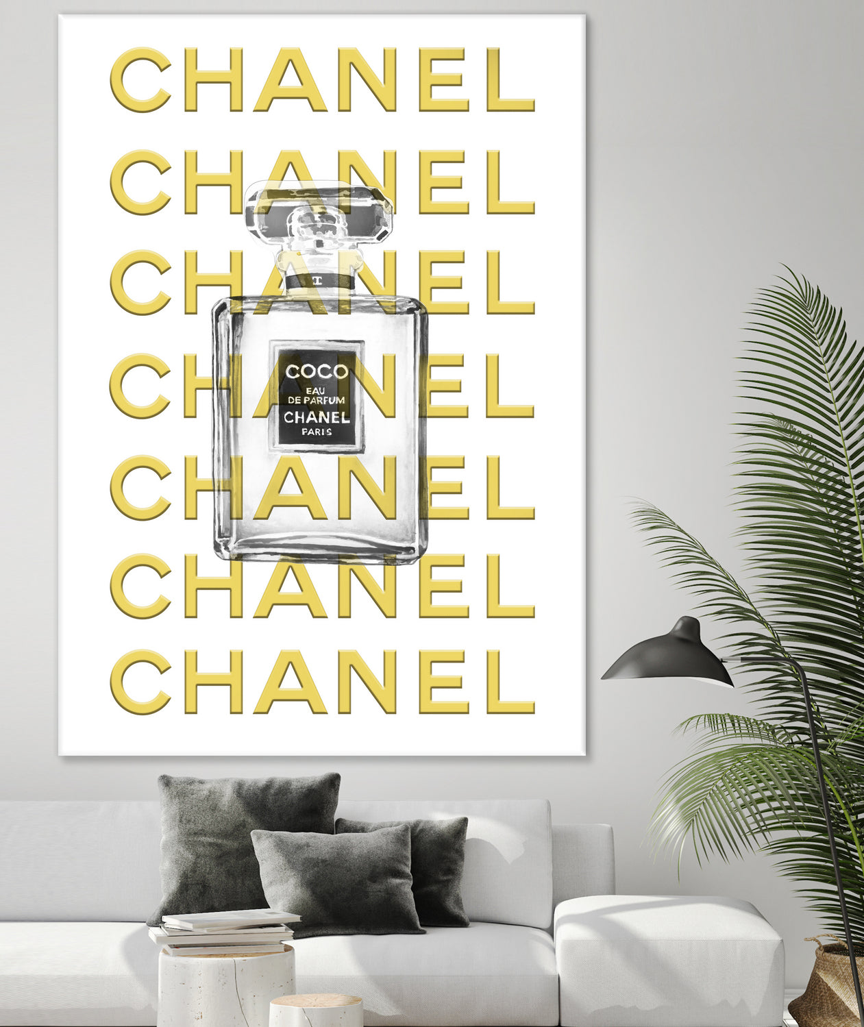 Chanel perfume fashion poster by miguel angel romero franco on GIANT ART - yellow digital drawing