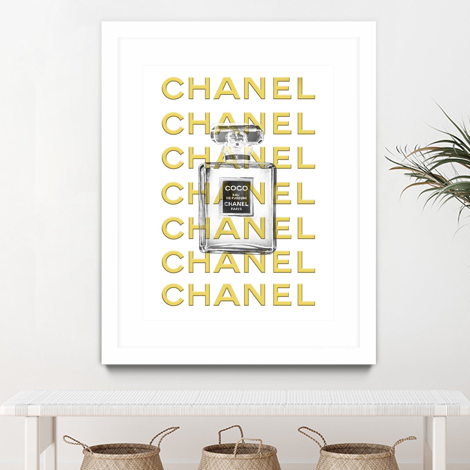 Chanel perfume fashion poster by miguel angel romero franco on GIANT ART - yellow digital drawing