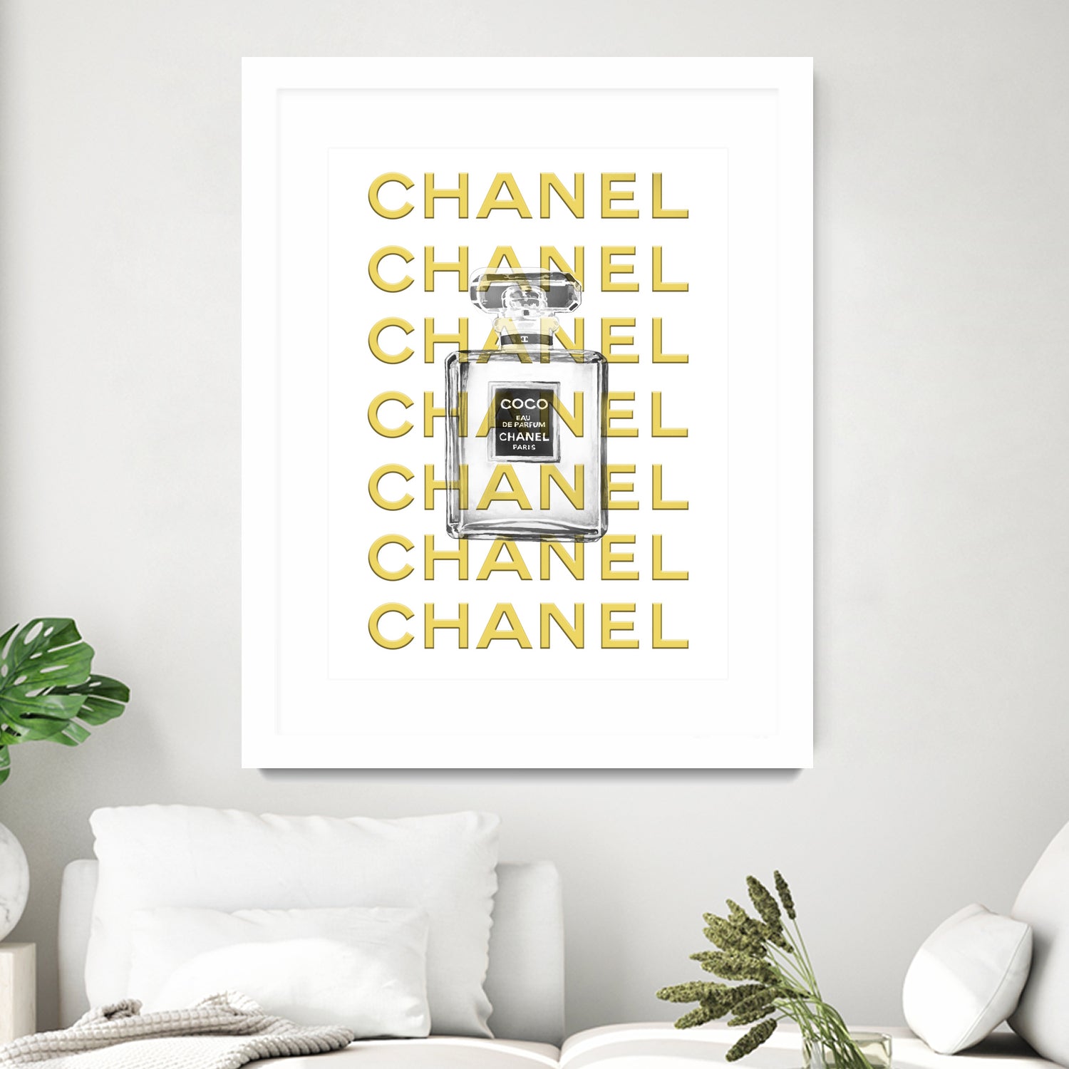 Chanel perfume fashion poster by miguel angel romero franco on GIANT ART - yellow digital drawing