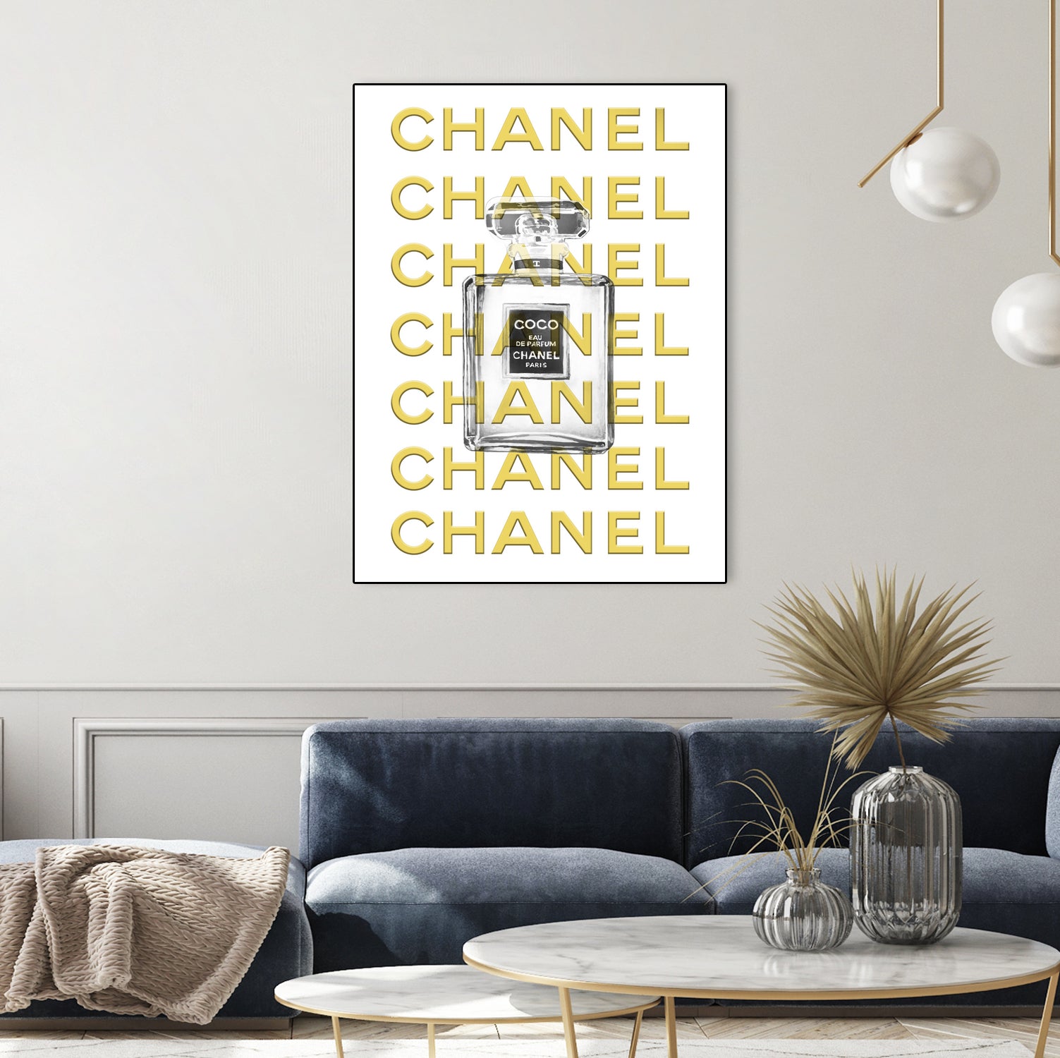 Chanel perfume fashion poster by miguel angel romero franco on GIANT ART - yellow digital drawing