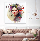 Watercolor Floral Asian Woman #3 by Isabel Cerdá Muñoz on GIANT ART - green digital painting