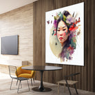 Watercolor Floral Asian Woman #3 by Isabel Cerdá Muñoz on GIANT ART - green digital painting