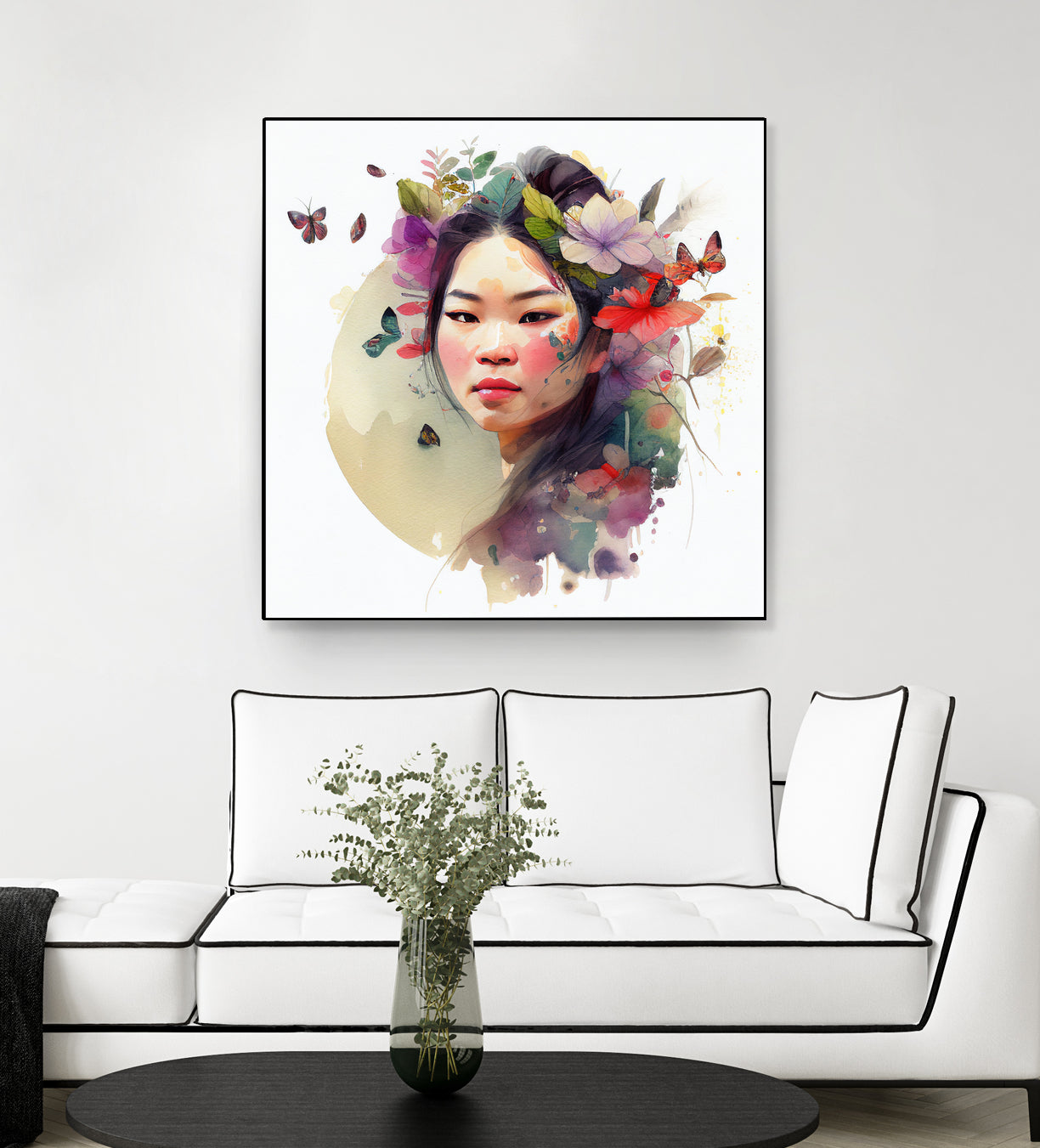 Watercolor Floral Asian Woman #3 by Isabel Cerdá Muñoz on GIANT ART - green digital painting