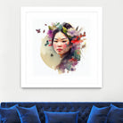 Watercolor Floral Asian Woman #3 by Isabel Cerdá Muñoz on GIANT ART - green digital painting