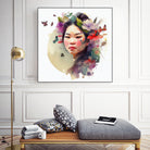 Watercolor Floral Asian Woman #3 by Isabel Cerdá Muñoz on GIANT ART - green digital painting