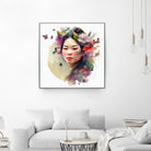 Watercolor Floral Asian Woman #3 by Isabel Cerdá Muñoz on GIANT ART - green digital painting